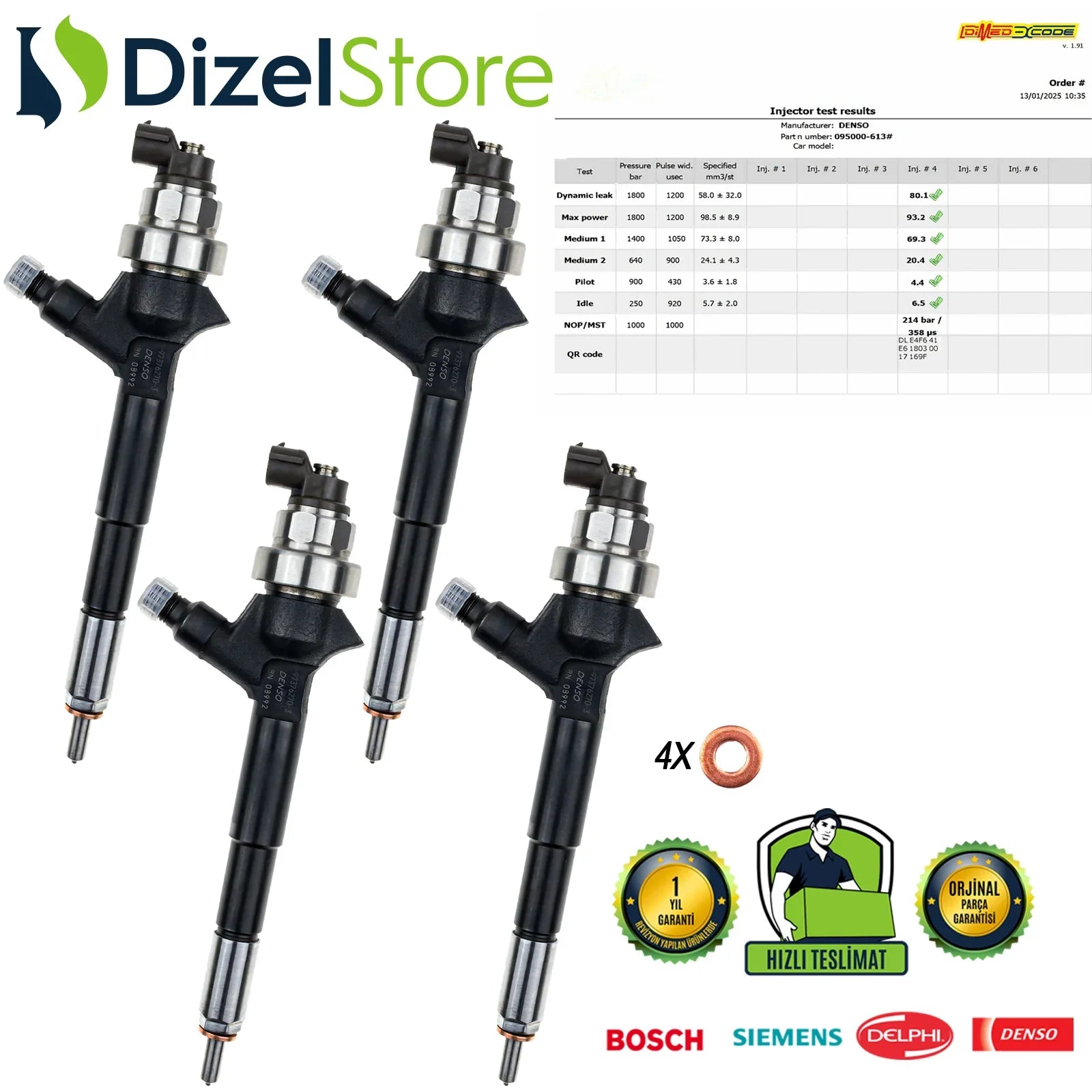 4X 8-97376270-3 Denso Eispritzdüse Injektor Opel Astra Corsa Zafira 1.7 CDTI DCRI106130 - Dizel Store