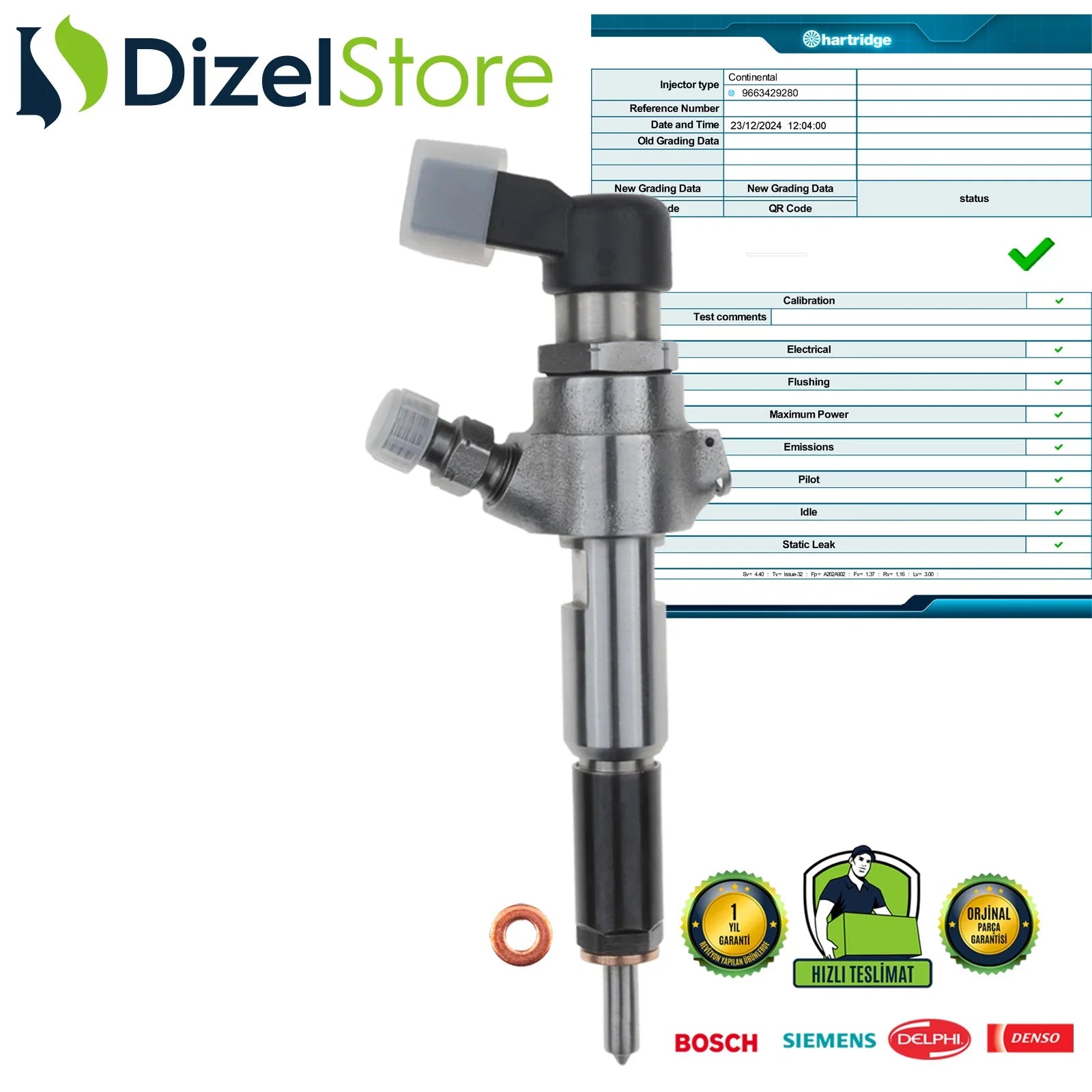 9674973080 Siemens Enjektör Ford Citroen Volvo Mazda Peugeot Partner 1.6 HDi A2C59513556 - Dizel Store