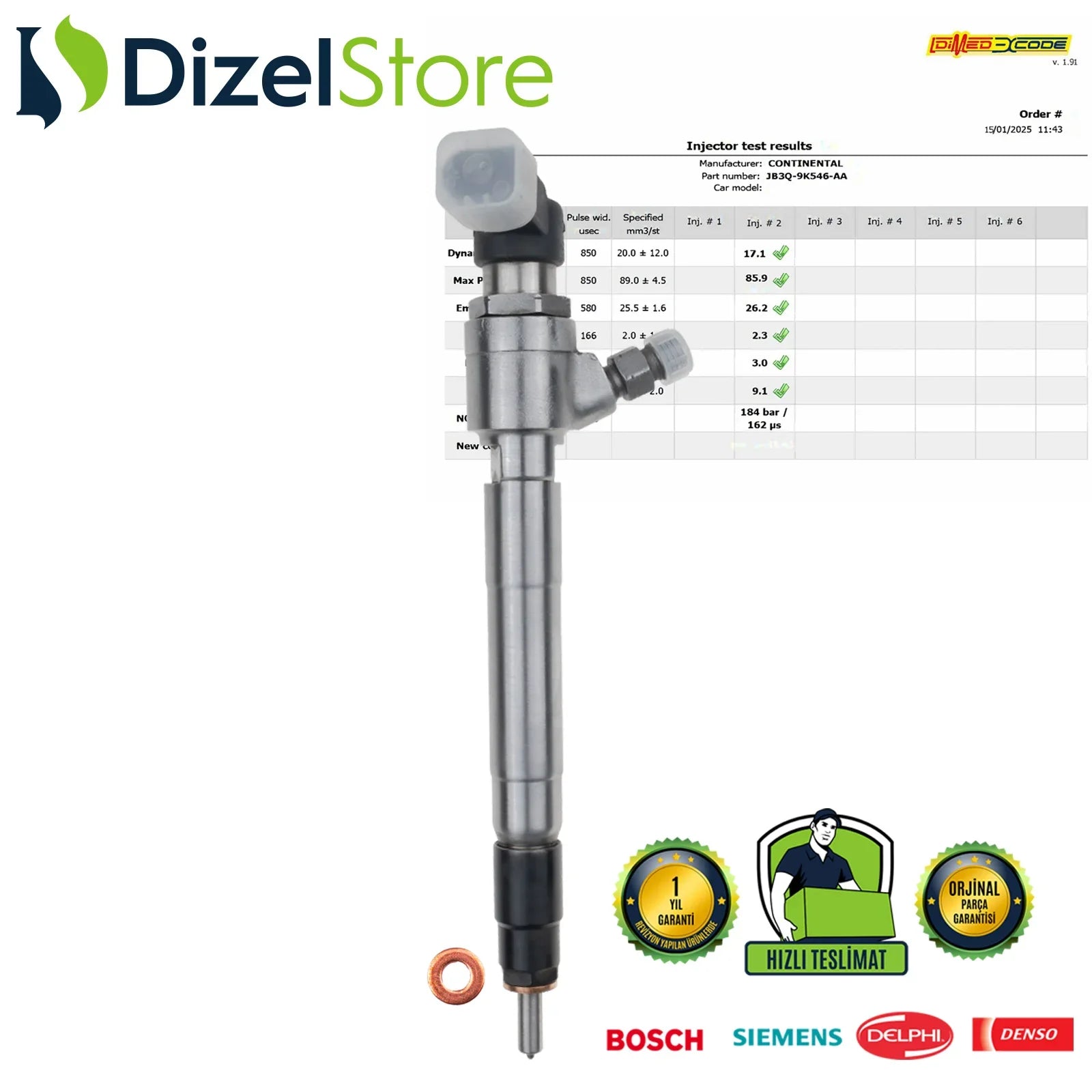 CK4Q9K546AA Siemens Enjektör Ford Ranger TKE 2.2 TDCi 3.2 TDCi 4x4 A2C81394900 - Dizel Store