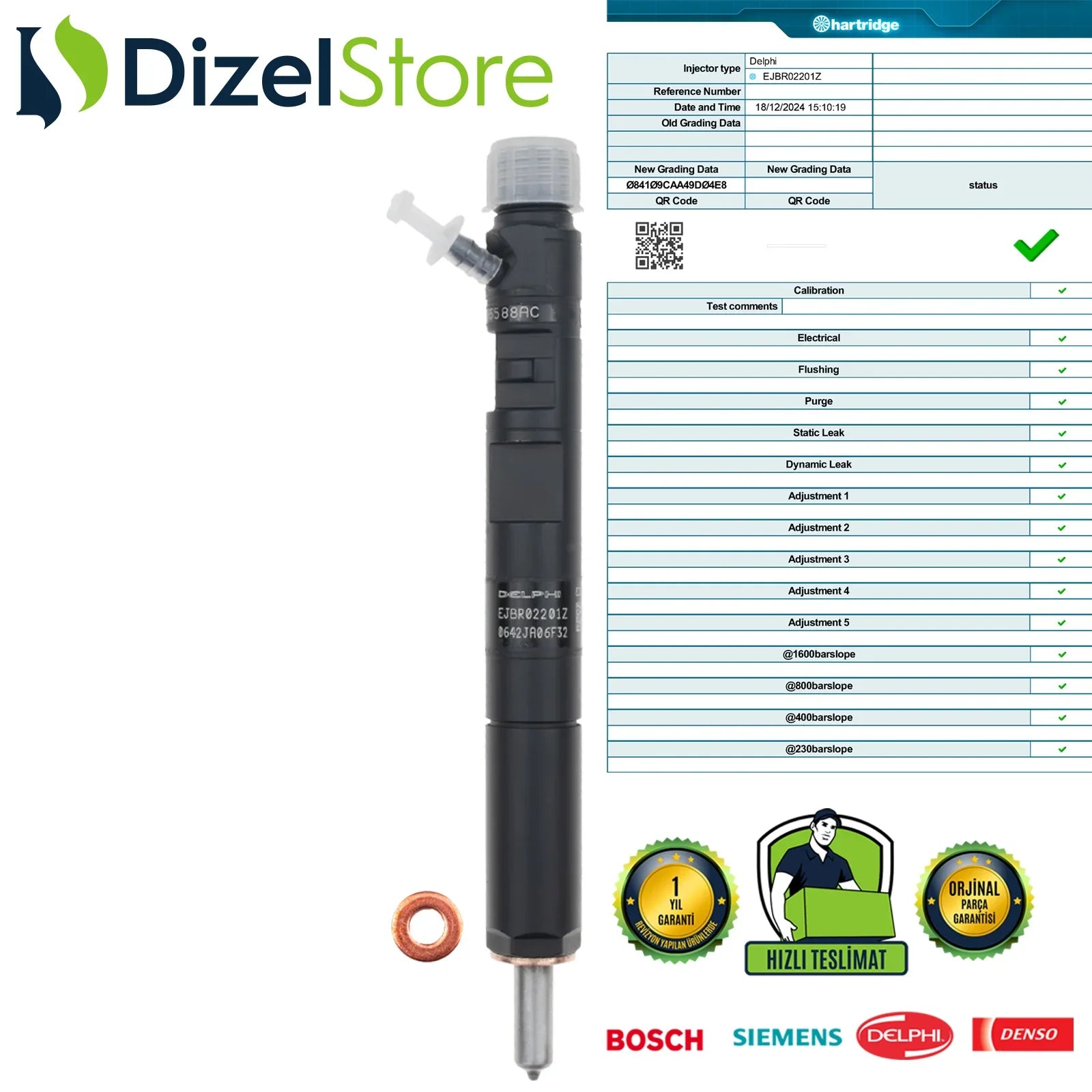 EJBR02201Z Delphi Enjektör Ford Focus Tourneo Connect 1.8 TDCi 1S4Q9F593AF - Dizel Store