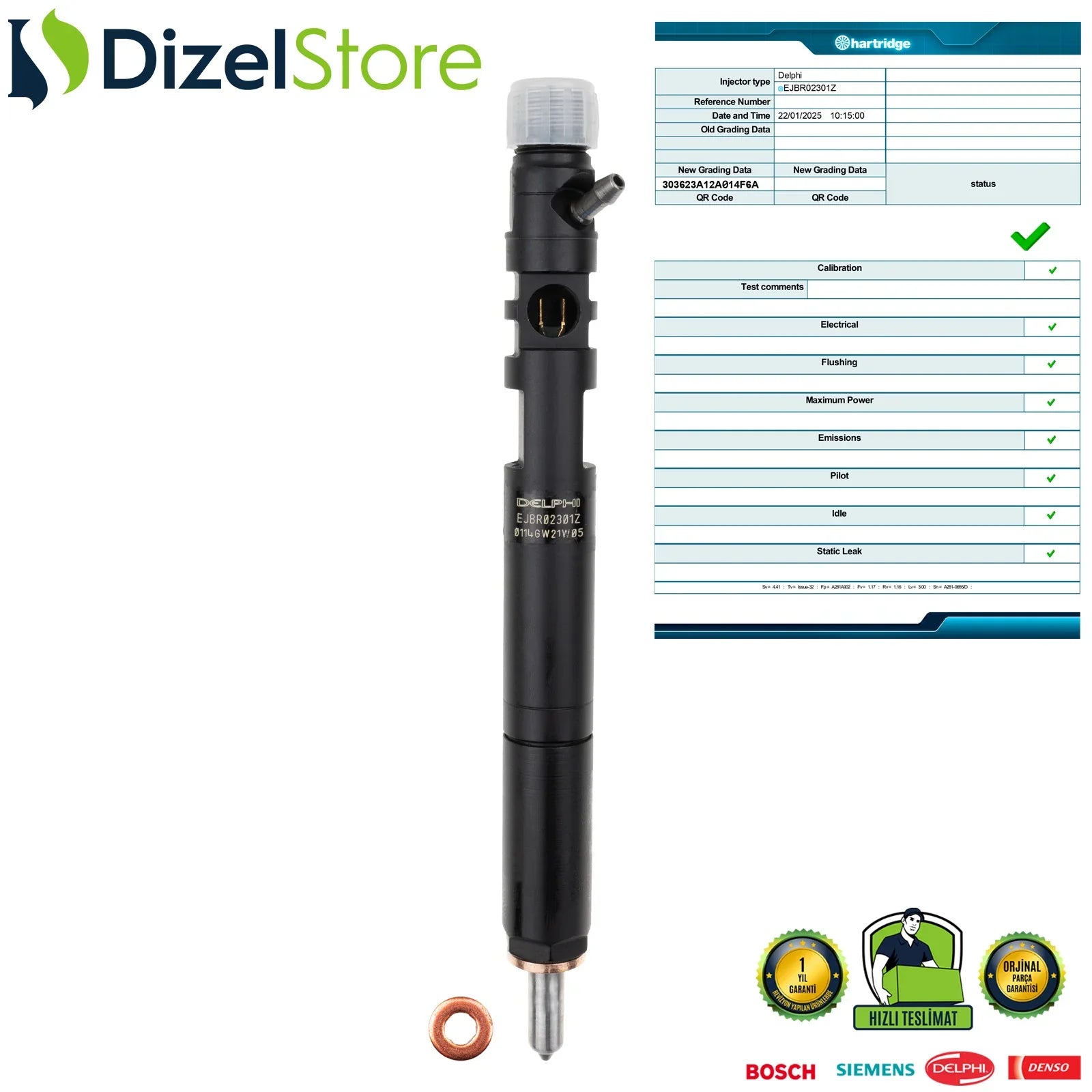 EJBR02301Z Delphi Injektor Hyundai Terracan Kia Carnival 2.9 CRDi 33800-4X500 - Dizel Store