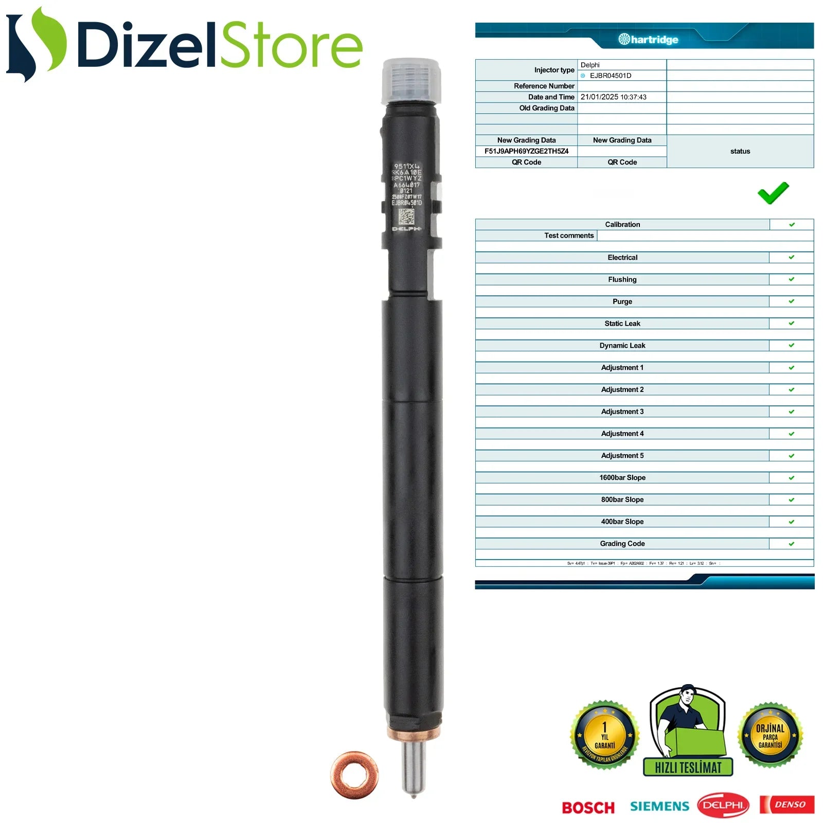 EJBR04501D Delphi Enjektör Ssang Yong Actyon 2.0 Xdi A664 017 0121 - Dizel Store