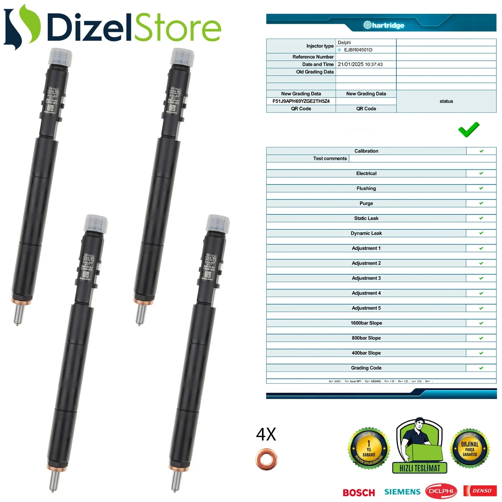 X4 EJBR04501D Delphi Enjektör Ssang Yong Actyon 2.0 Xdi A664 017 0121 - Dizel Store