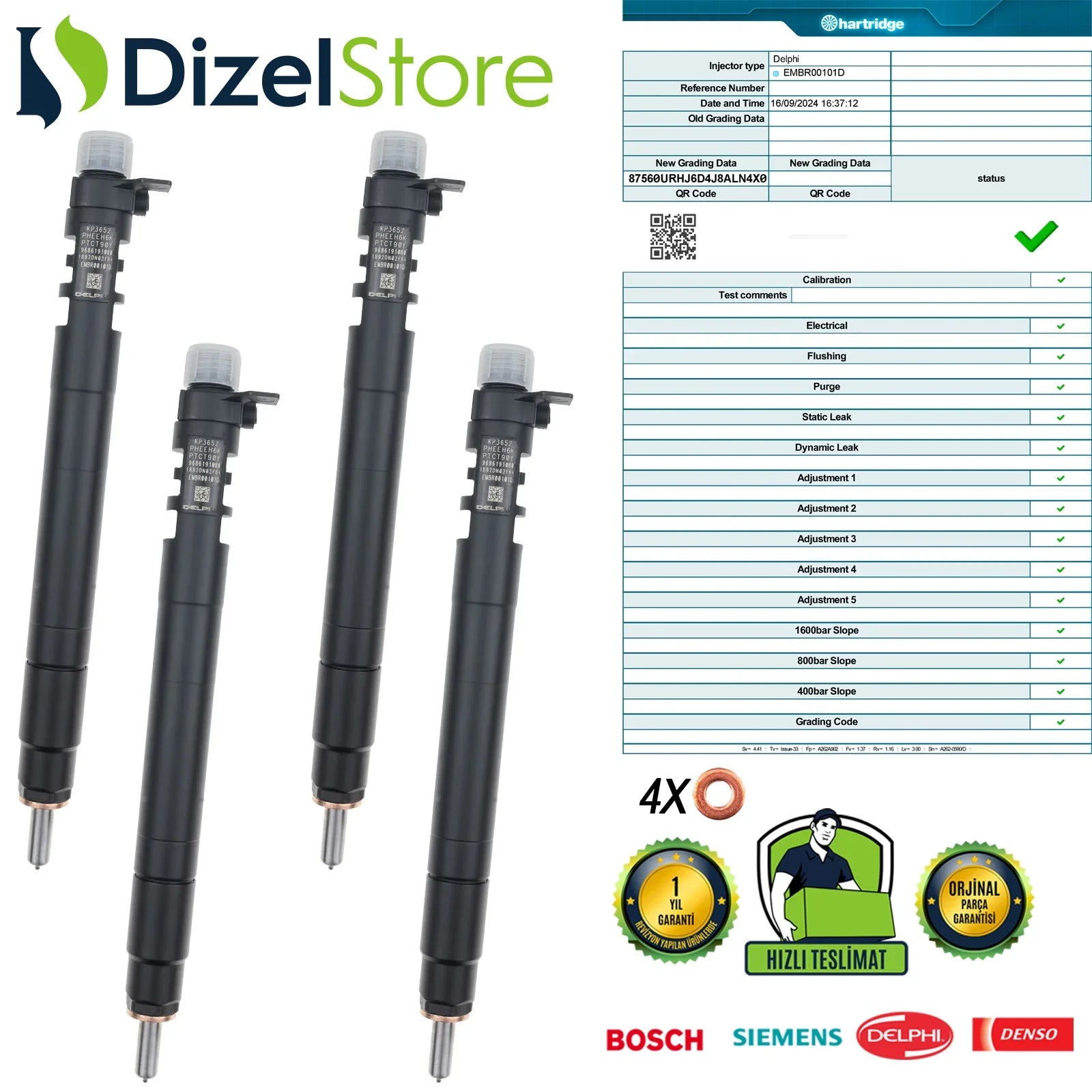 X4EMBR00101D Delphi Enjektör Citroen Fiat Peugeot Ford Mondeo 2.0 TDCi 9686191080 - Dizel Store