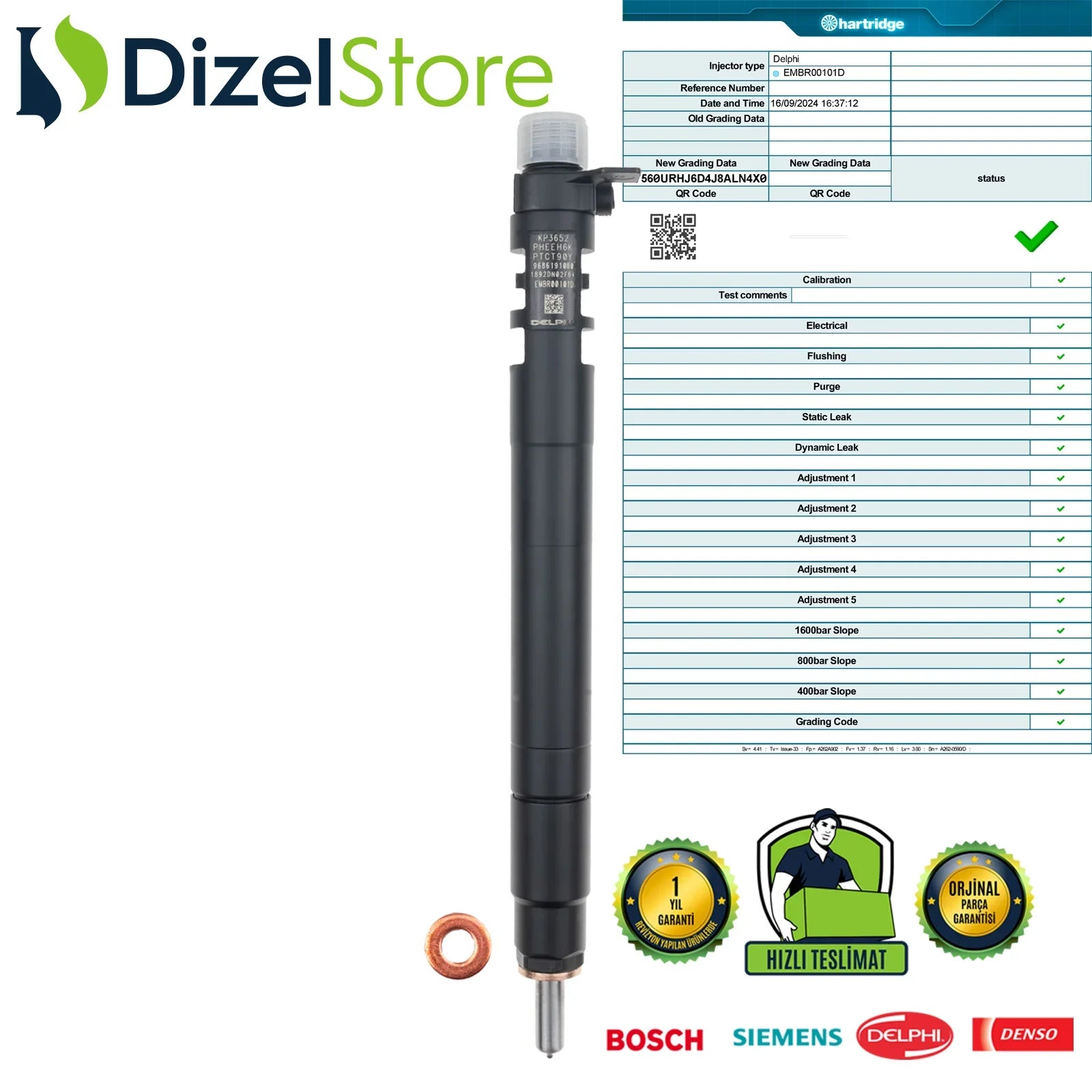 EMBR00101D Delphi Enjektör Citroen Fiat Peugeot Ford Mondeo 2.0 TDCi 9686191080 - Dizel Store