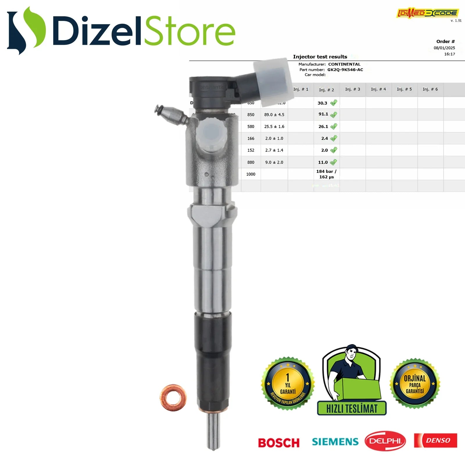 GK2Q-9K546-AC Siemens Enjektör Ford Focus Galaxy Kuga S-Max 2.0 A2C9303500080 - Dizel Store