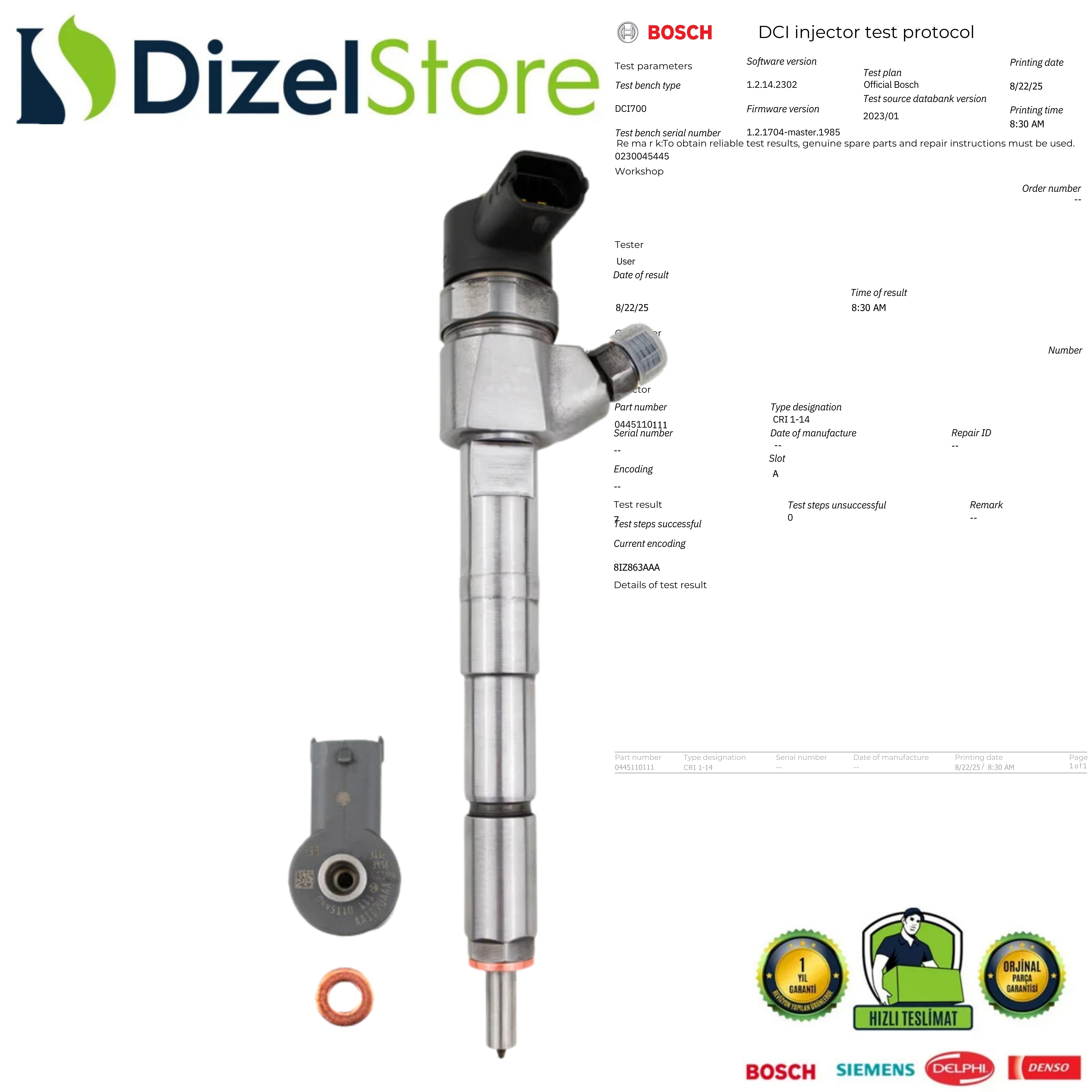 Alfa Romeo Fiat Lancia Enjektör 1.9 JTD Bosch 0445110111 55192534