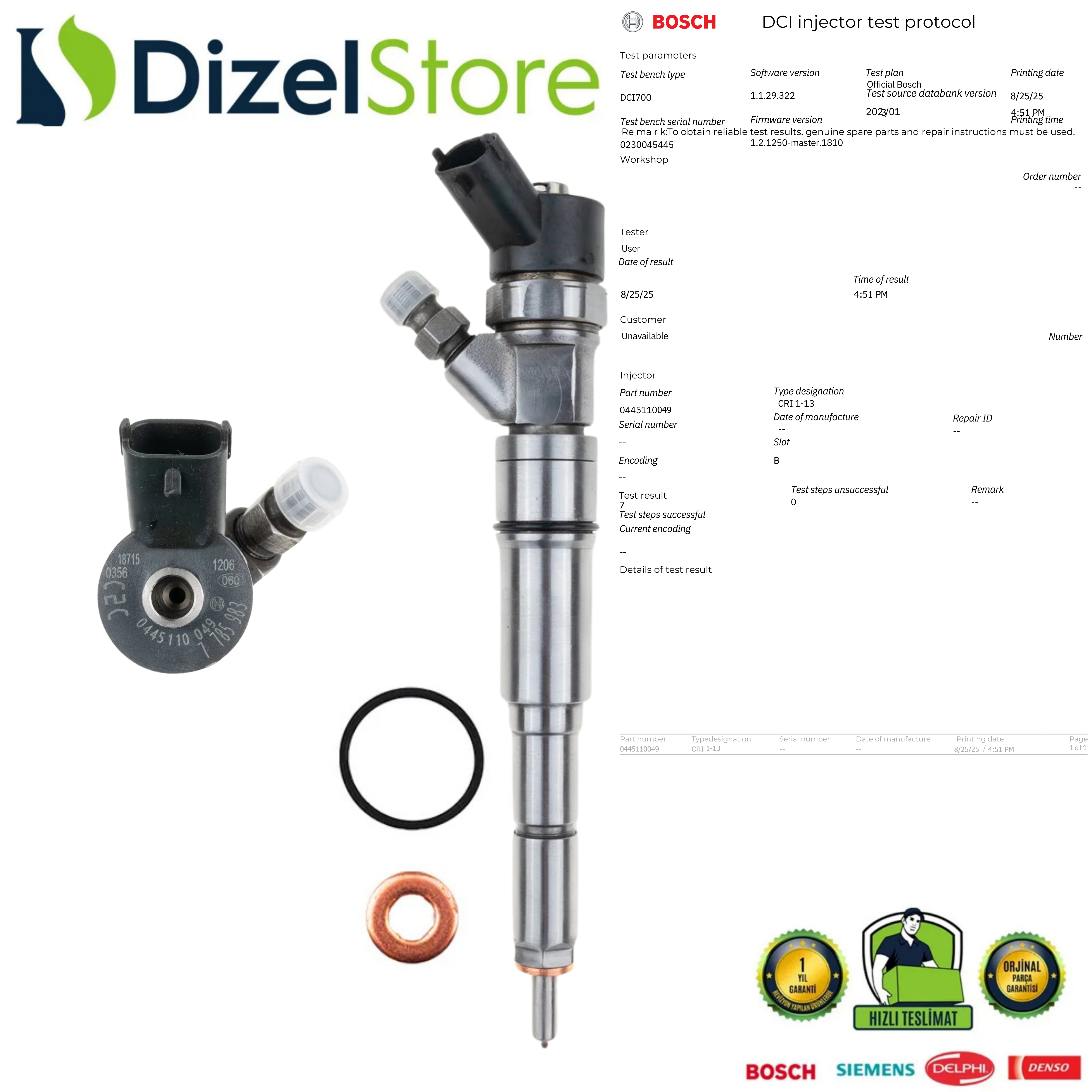 Land Rover BMW Enjektör 2.0 Td4 0445110049 93171107