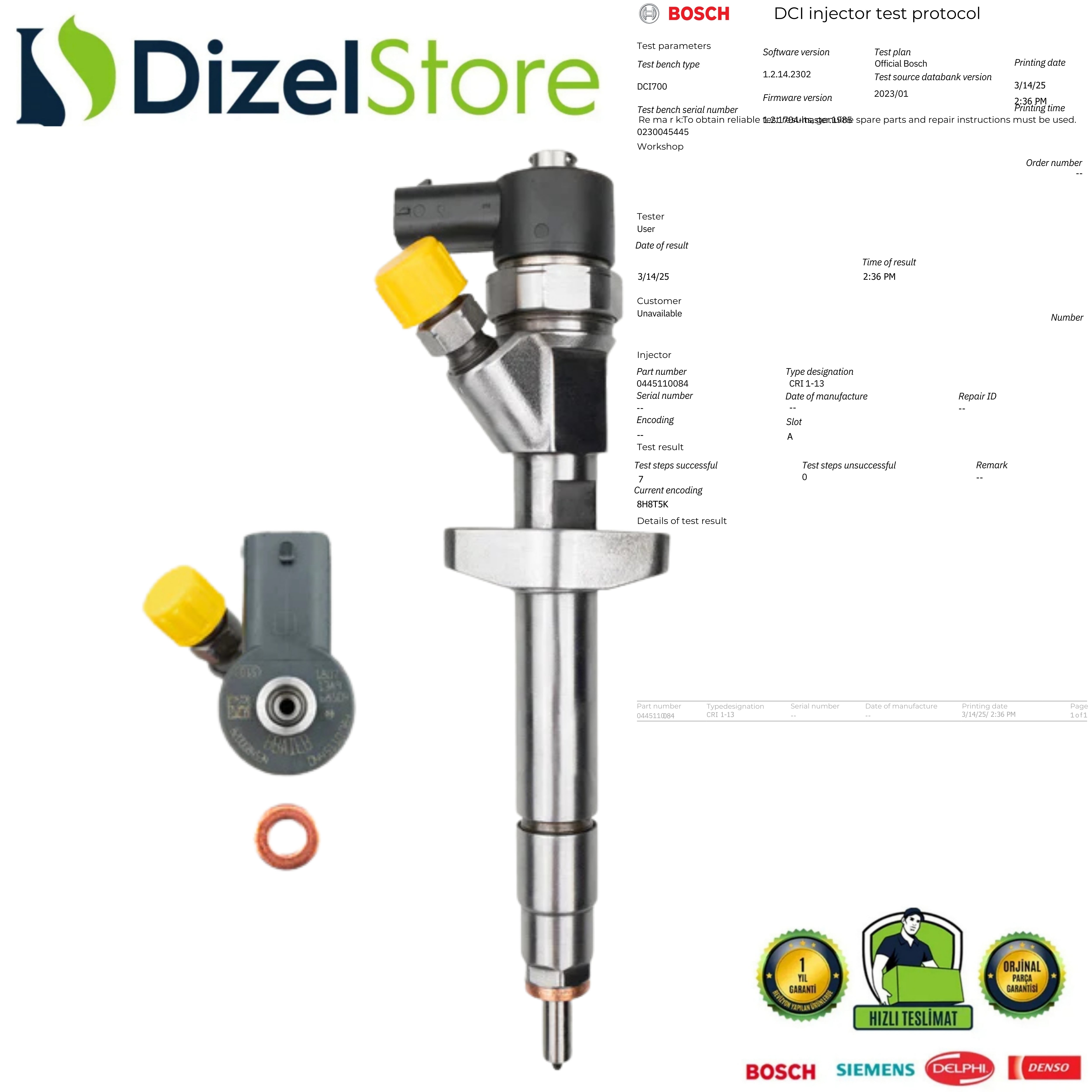 Renault Enjektör 2.2 dCi Bosch 0445110084 8200084534 – Dizel Store